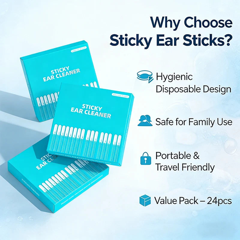 🔥 49% OFF – Sticky Ear Cleaning Sticks | Gentle, Visible Ear Care for Easy Cleaning 💦