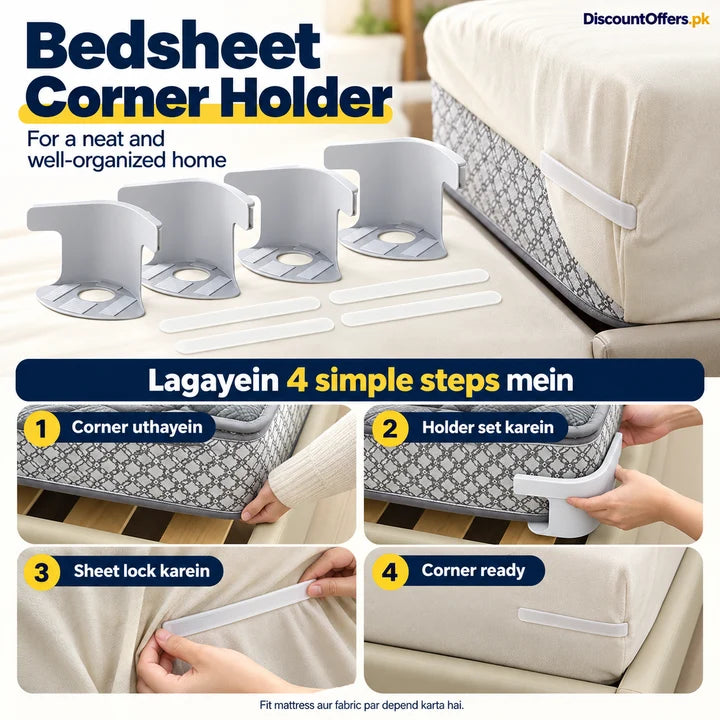 4 Pcs Bed Sheet Corner Clips