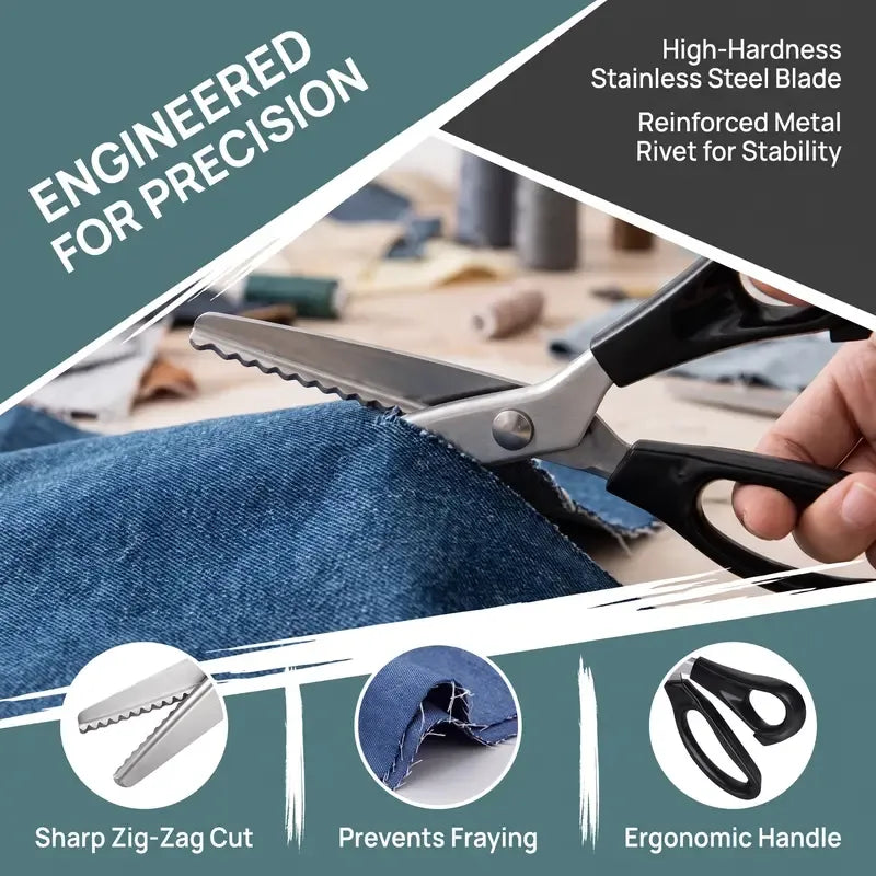 Stainless Steel Zig Zag Scissors with Serrated Teeth - Perfect for DIY Crafts✂️
