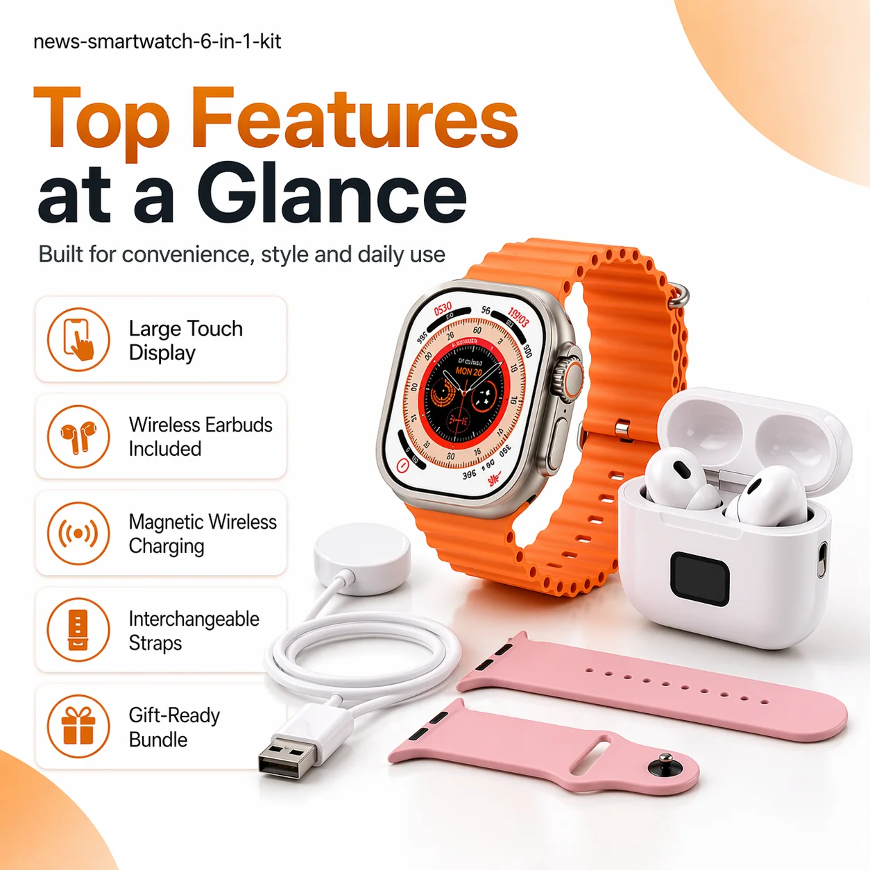 Smartwatch Set with Earbuds - One Set, Everything You Need