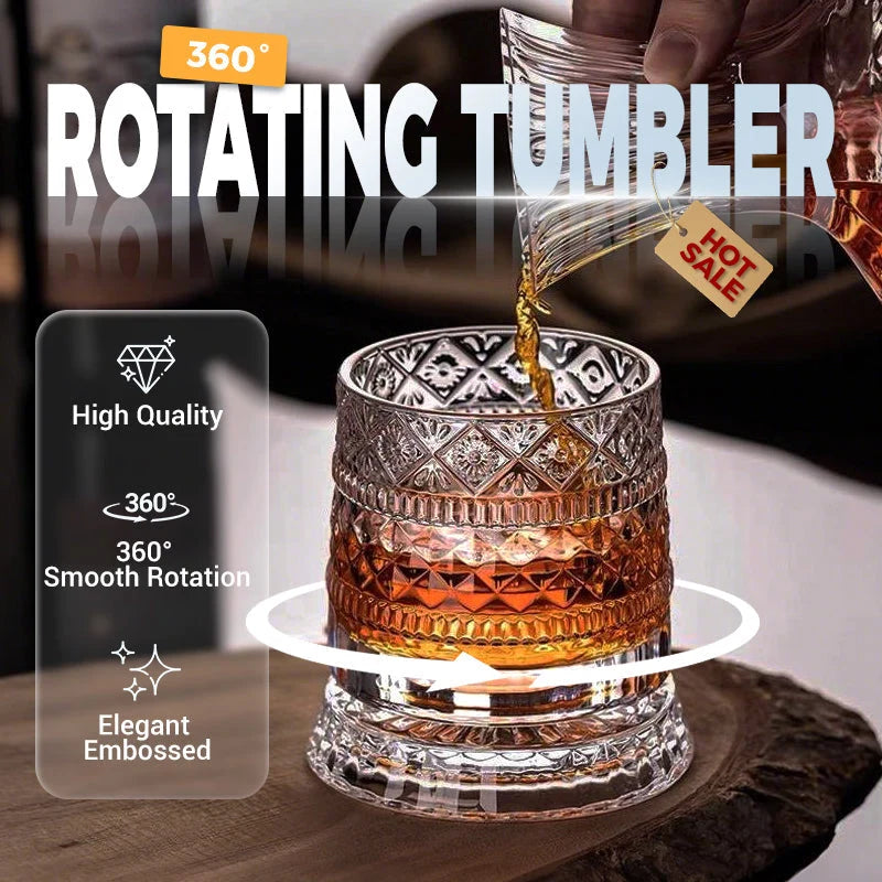 ✨🔥360° Rotating Whiskey Glass Tumbler ! Set of 2 Main image