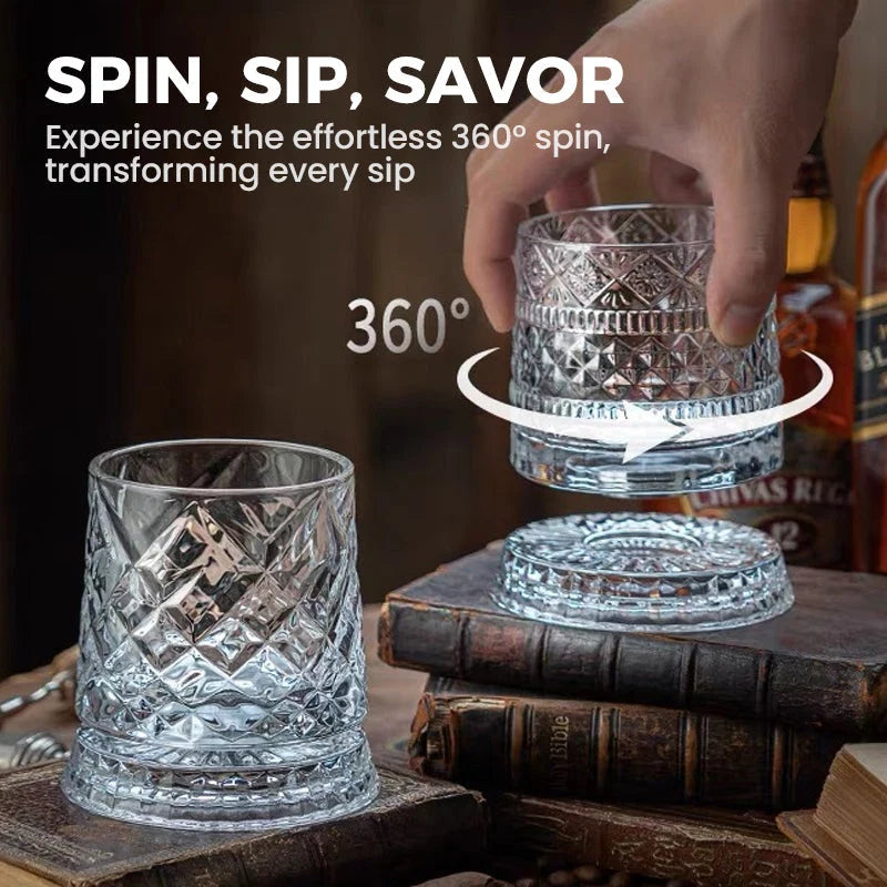 ✨🔥360° Rotating Whiskey Glass Tumbler ! Set of 2