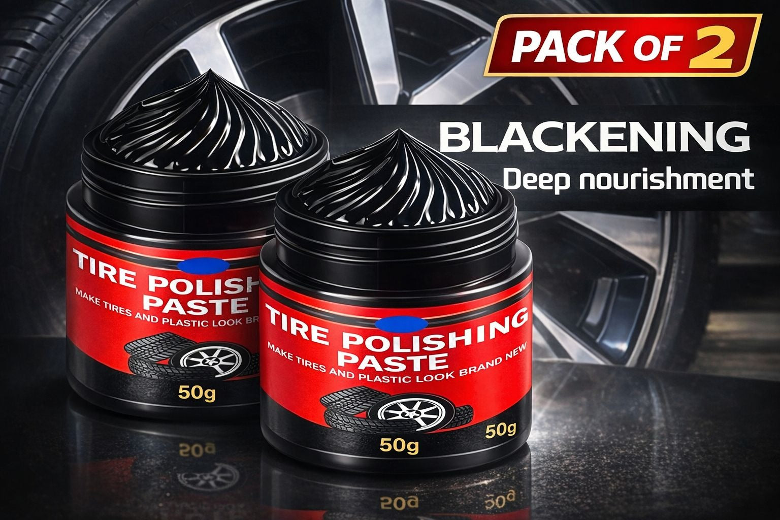 Tire Polishing Paste Blackening Deep Nourishment 50g each pack of 2 Main image